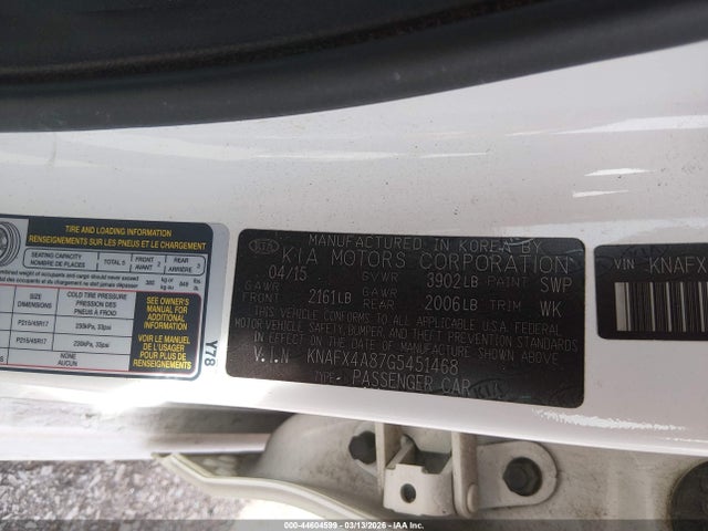 Продаж на аукціоні авто 2016 Kia Forte Ex, vin: KNAFX4A87G5451468, номер лоту: 44604599