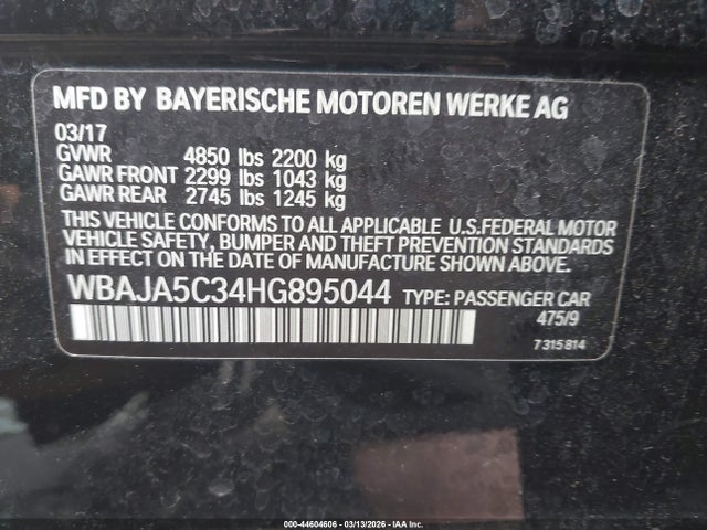 2017 BMW 530I WBAJA5C34HG895044 Photo 8