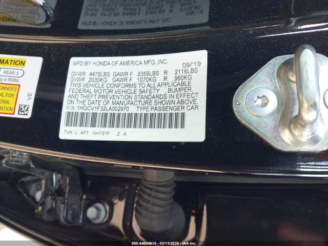 44604615 :رقم المزاد ، 1HGCV1F32LA002970 vin ، 2020 Honda Accord Sport مزاد بيع