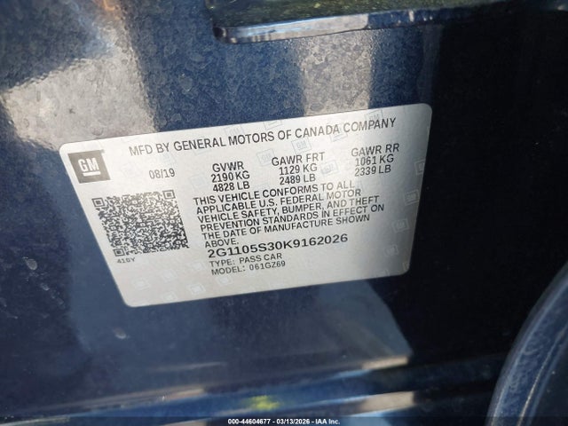 2019 CHEVROLET IMPALA 2G1105S30K9162026 Photo 8