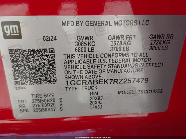 1GCRABEK7RZ257479 Chevrolet Silverado 1500 2wd Standard Bed Custom