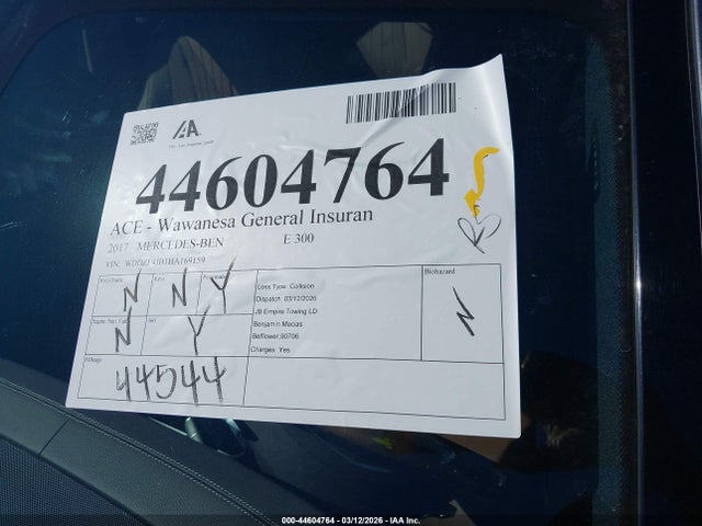 Aukcja sprzedaży 2017 Mercedes-benz E 300, vin: WDDZF4JB1HA169159, numer aukcji: 44604764
