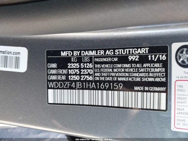 Aukcja sprzedaży 2017 Mercedes-benz E 300, vin: WDDZF4JB1HA169159, numer aukcji: 44604764