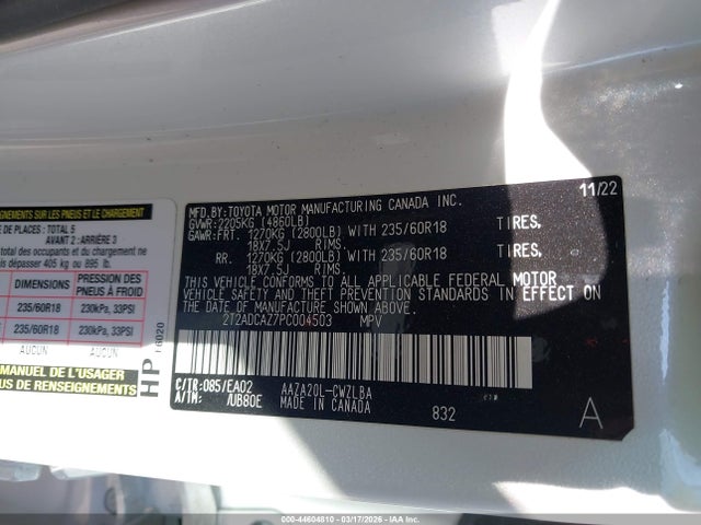 Aukcja sprzedaży 2023 Lexus Nx 250, vin: 2T2ADCAZ7PC004503, numer aukcji: 44604810