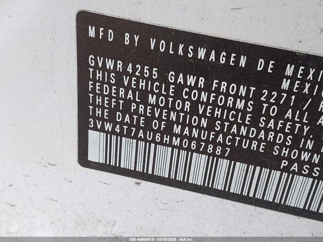 Aukcja sprzedaży 2017 Volkswagen Golf Gti Autobahn 4-door/s 4-door/se 4-door/sport 4-door, vin: 3VW4T7AU6HM067887, numer aukcji: 44604819