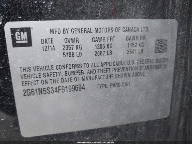 Продаж на аукціоні авто 2015 Cadillac Xts Luxury, vin: 2G61N5S34F9199694, номер лоту: 44604828