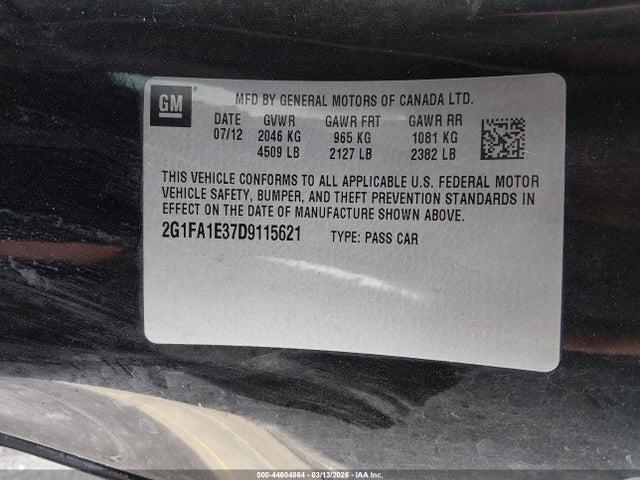 Aukcja sprzedaży 2013 Chevrolet Camaro 2ls, vin: 2G1FA1E37D9115621, numer aukcji: 44604864