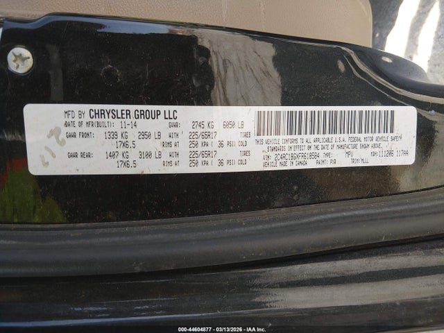 44604877 :رقم المزاد ، 2C4RC1BGXFR618584 vin ، 2015 Chrysler Town & Country Touring مزاد بيع