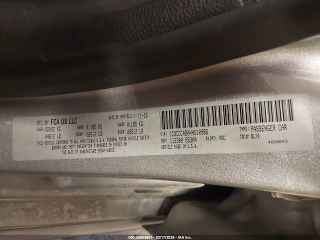 2017 Chrysler 200 Limited Platinum მანქანა იყიდება აუქციონზე, vin: 1C3CCCAB0HN510986, აუქციონის ნომერი: 44604902