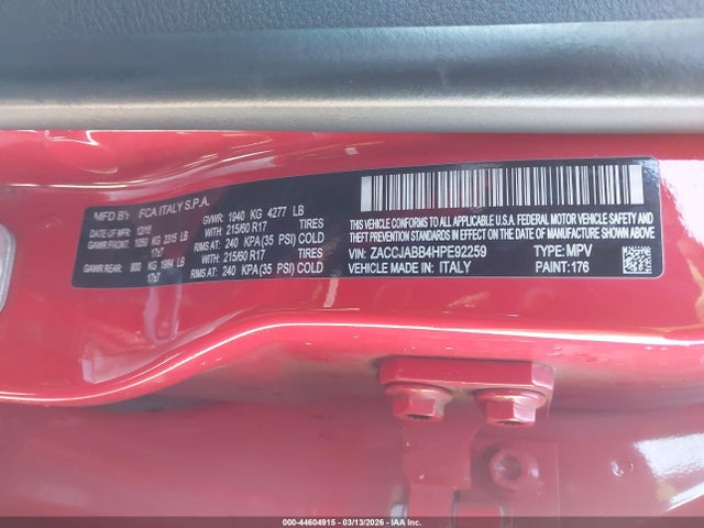 ZACCJABB4HPE92259 Jeep Renegade Latitude Fwd