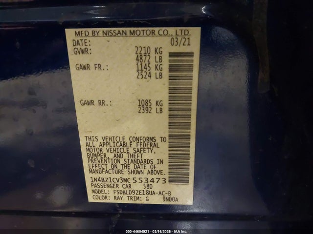 1N4BZ1CV3MC553473 Nissan Leaf Sv Plus 62 Kwh