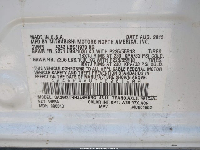 2013 MITSUBISHI OUTLANDER SPORT 4A4AR4AU7DE001909 Photo 8