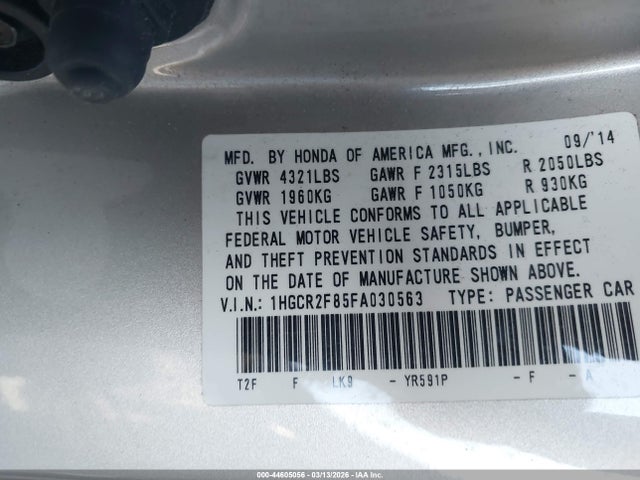 Honda Accord Ex-l 2015 1HGCR2F85FA030563 Image 9