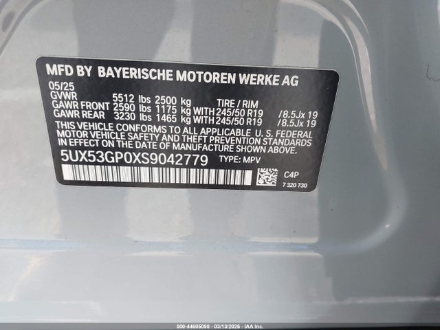 5UX53GP0XS9042779 BMW X3 30 Xdrive