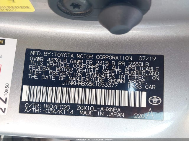JTNKHMBX8K1053377 Toyota C-HR LE