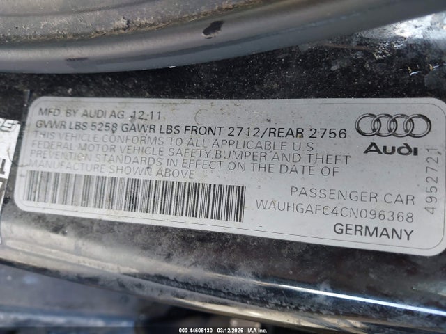 2012 AUDI A6 WAUHGAFC4CN096368 Photo 8