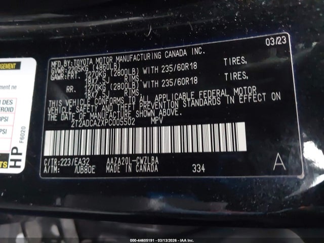 2023 Lexus Nx 250 მანქანა იყიდება აუქციონზე, vin: 2T2ADCAZXPC005502, აუქციონის ნომერი: 44605191