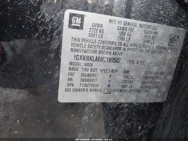 Продаж на аукціоні авто 2017 Gmc Acadia Sle-1, vin: 1GKKNKLA6HZ189582, номер лоту: 44605226