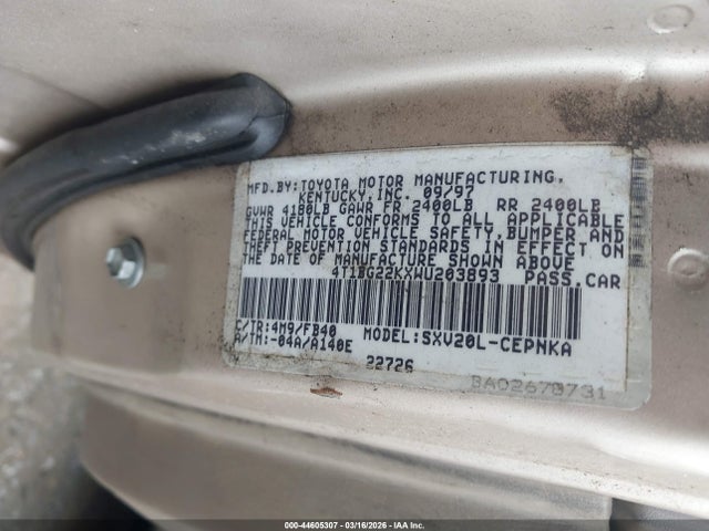 1998 TOYOTA CAMRY 4T1BG22KXWU203893 Photo 8