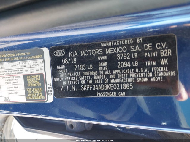 2019 KIA FORTE 3KPF34AD3KE021865 Photo 8