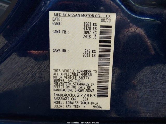 2020 NISSAN ALTIMA 1N4BL4CV3LC277863 Photo 8