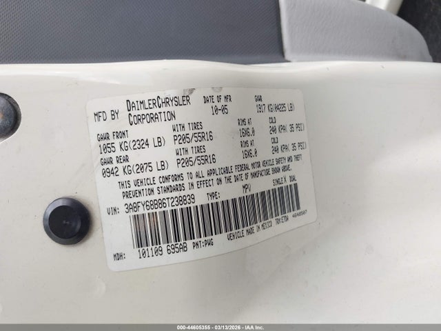 2006 CHRYSLER PT CRUISER 3A8FY68B86T238839 Photo 8