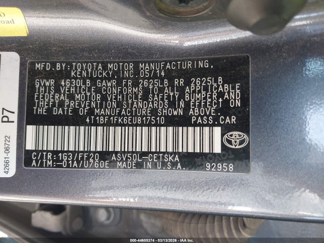 Toyota CAMRY SE 2014 4T1BF1FK6EU817510 Image 9