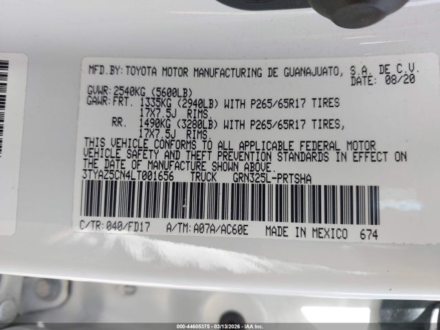 2020 TOYOTA TACOMA 3TYAZ5CN4LT001656 Photo 8