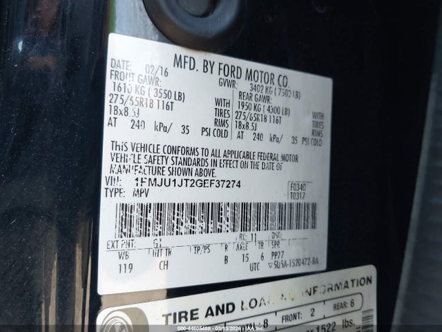 Ford Expedition Xlt 2016 1FMJU1JT2GEF37274 Image 9