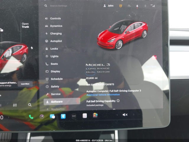 2019 Tesla Model 3 Long Range/performance მანქანა იყიდება აუქციონზე, vin: 5YJ3E1EB5KF391973, აუქციონის ნომერი: 44605514