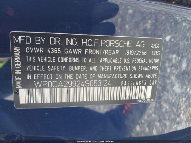 2004 PORSCHE 911 WP0CA29924S653124 Photo 8