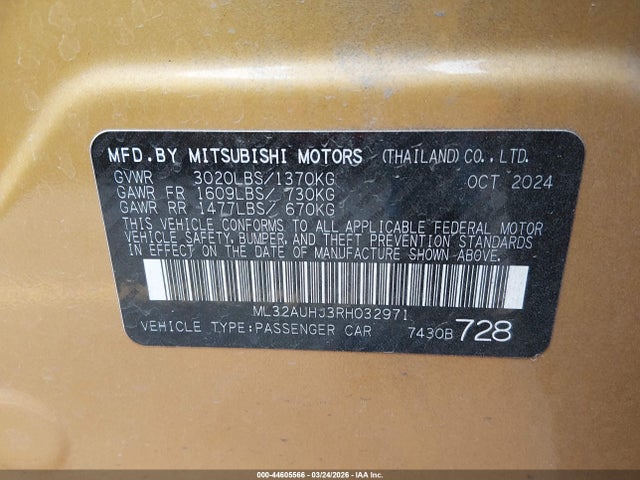 2024 MITSUBISHI MIRAGE ML32AUHJ3RH032971 Photo 8