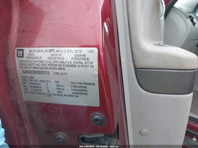 Aukcja sprzedaży 2008 Chevrolet Hhr Lt, vin: 3GNDA23D38S603710, numer aukcji: 44605602