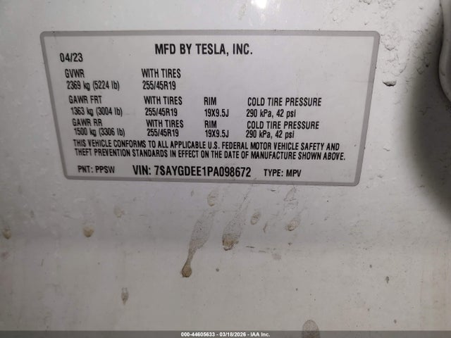 Aukcja sprzedaży 2023 Tesla Model Y Awd/long Range Dual Motor All-wheel Drive, vin: 7SAYGDEE1PA098672, numer aukcji: 44605633