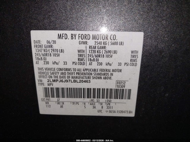 2020 LINCOLN NAUTILUS 2LMPJ6J97LBL20463 Photo 8