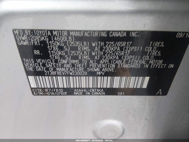 Toyota RAV4 LE 2015 2T3BFREV7FW230039 Image 9
