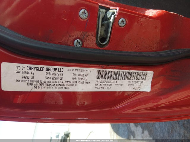 2013 Dodge Dart Gt მანქანა იყიდება აუქციონზე, vin: 1C3CDFCB0DD327924, აუქციონის ნომერი: 44605678