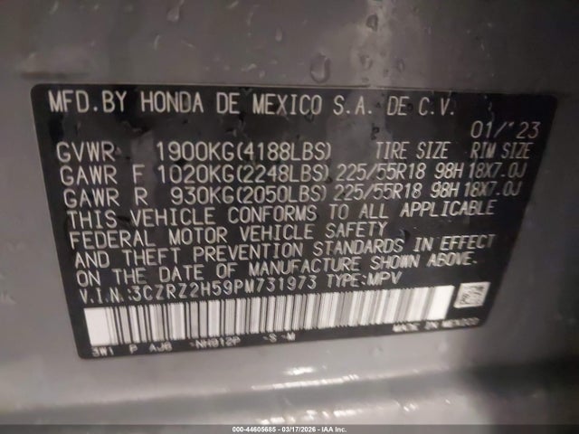Aukcja sprzedaży 2023 Honda Hr-v Awd Sport, vin: 3CZRZ2H59PM731973, numer aukcji: 44605685
