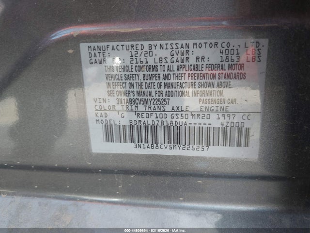 Aukcja sprzedaży 2021 Nissan Sentra Sv Xtronic Cvt, vin: 3N1AB8CV5MY225257, numer aukcji: 44605694