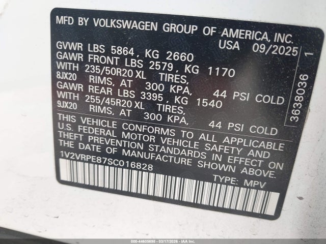 Продаж на аукціоні авто 2025 Volkswagen Id.4 Pro S, vin: 1V2VRPE87SC016828, номер лоту: 44605698