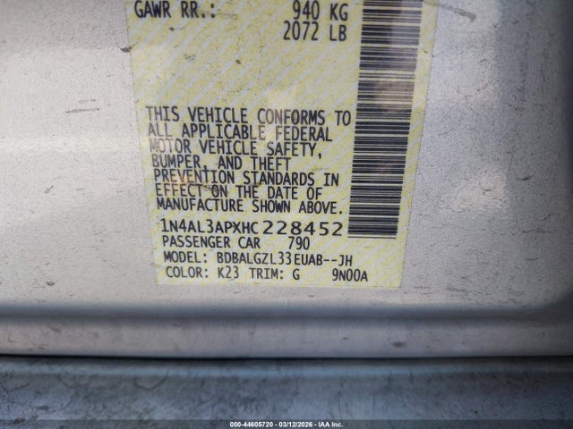 1N4AL3APXHC228452 Nissan Altima 2.5 S