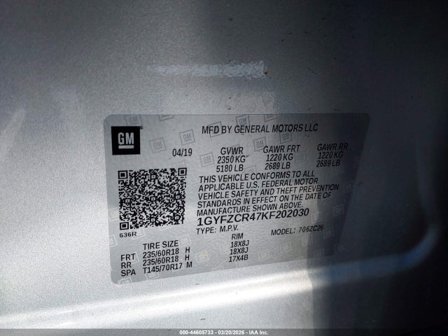 2019 CADILLAC XT4 1GYFZCR47KF202030 Photo 8