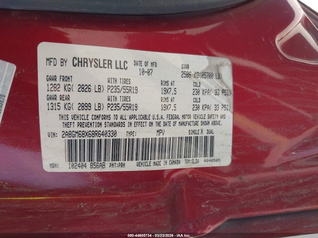 Aukcja sprzedaży 2008 Chrysler Pacifica Touring, vin: 2A8GM68X68R640330, numer aukcji: 44605734