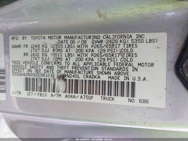 2009 TOYOTA TACOMA 5TEUU42N39Z598121 Photo 8