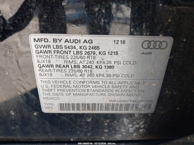 WA1ANAFY4K2043265 Audi Q5 45 Premium
