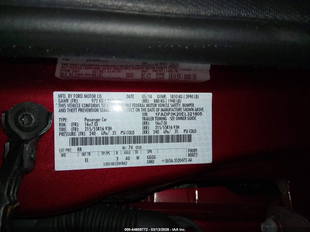 Ford FOCUS SE 2014 1FADP3K20EL321805 Image 9