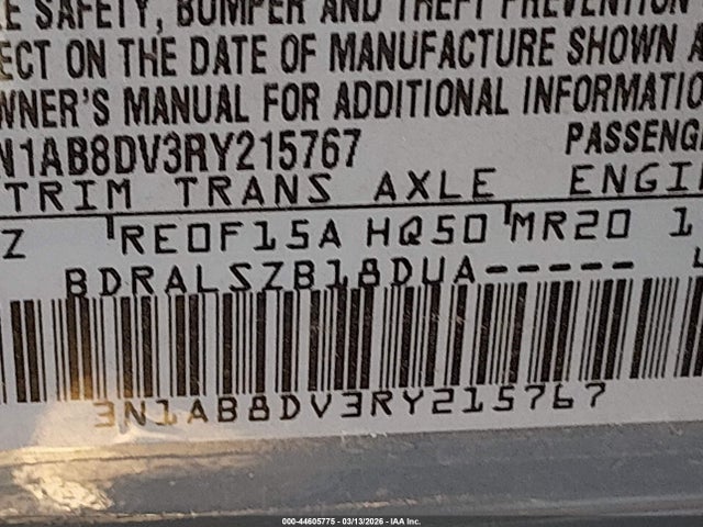 44605775 :رقم المزاد ، 3N1AB8DV3RY215767 vin ، 2024 Nissan Sentra Sr Xtronic Cvt مزاد بيع