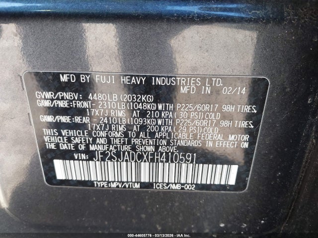 JF2SJADCXFH410591 Subaru Forester 2.5i Premium