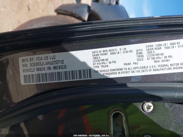 Продажа на аукционе авто 2024 Ram 3500 Laramie  4x4 8' Box, vin: 3C63R3JL4RG272712, номер лота: 44605804