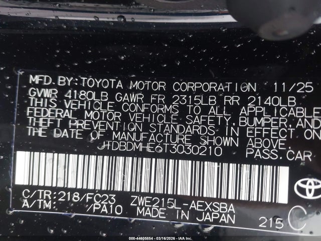 2026 TOYOTA COROLLA HYBRID JTDBDMHE6T3030210 Photo 8